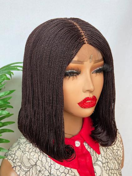 Braided Wigs for Black Women Micro Twist Braided Bob Wig – Human Hair Lace Front – 14 Inch – product image 2