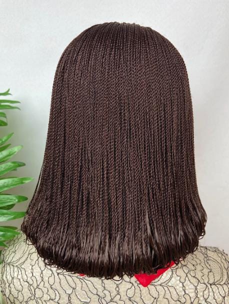 Braided Wigs for Black Women Micro Twist Braided Bob Wig – Human Hair Lace Front – 14 Inch – product image 3
