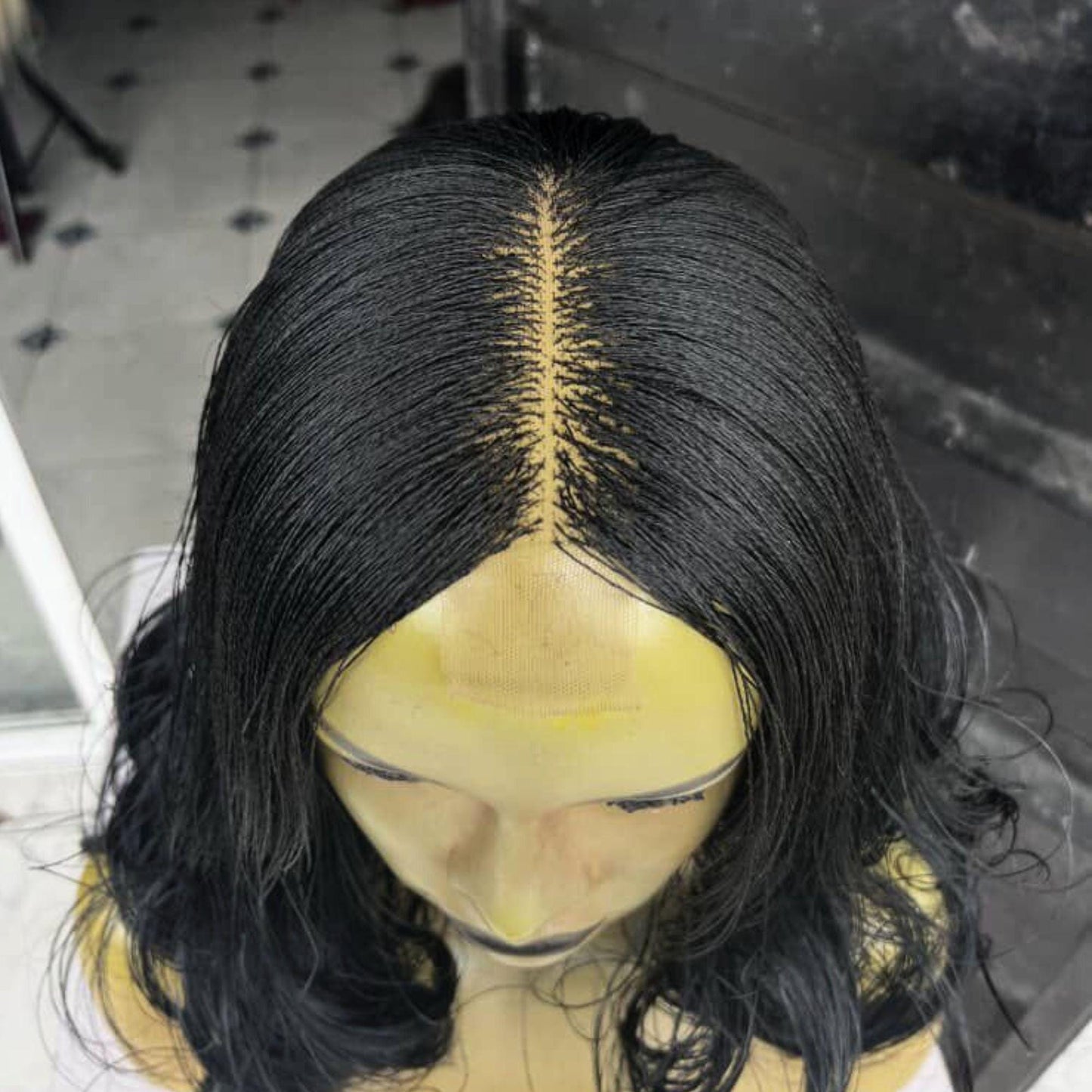 Nano Twist French Curls Micro Braided Wig, Silky Black Women Spanish Curls Million Braids