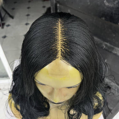 Nano Twist French Curls Micro Braided Wig, Silky Black Women Spanish Curls Million Braids