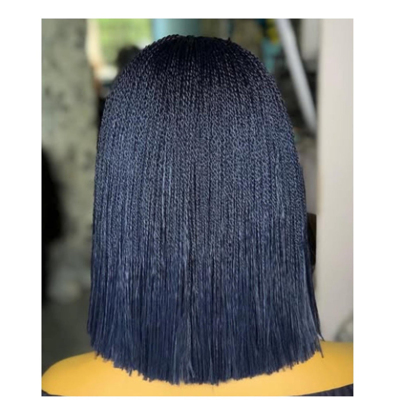 READY TO SHIP Short Bob Braided Micro Twist Wig for Black Women – Nano Braids Human Hair Lace Closure Single Box Braid Wig – Red – product image 2