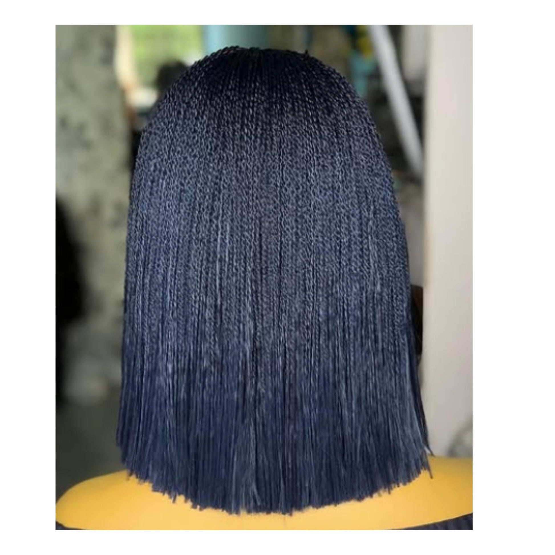 READY TO SHIP Short Bob Braided Micro Twist Wig for Black Women – Nano Braids Human Hair Lace Closure Single Box Braid Wig – Red – product image 2