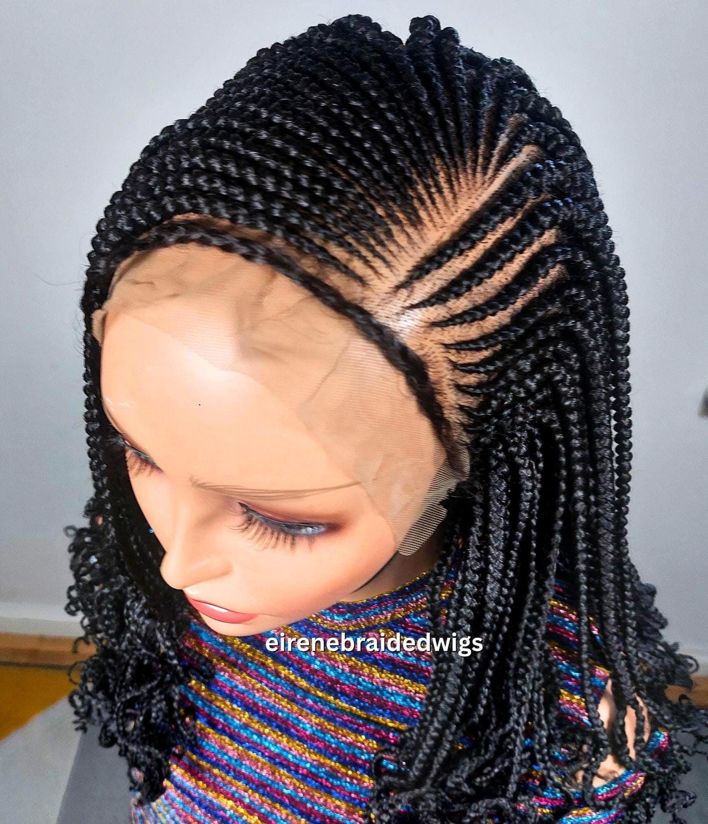 Braided Wigs for Black Women Bob Braided Wig – 12-Inch Lace Frontal Human Hair - Black Box Braids – product image 6