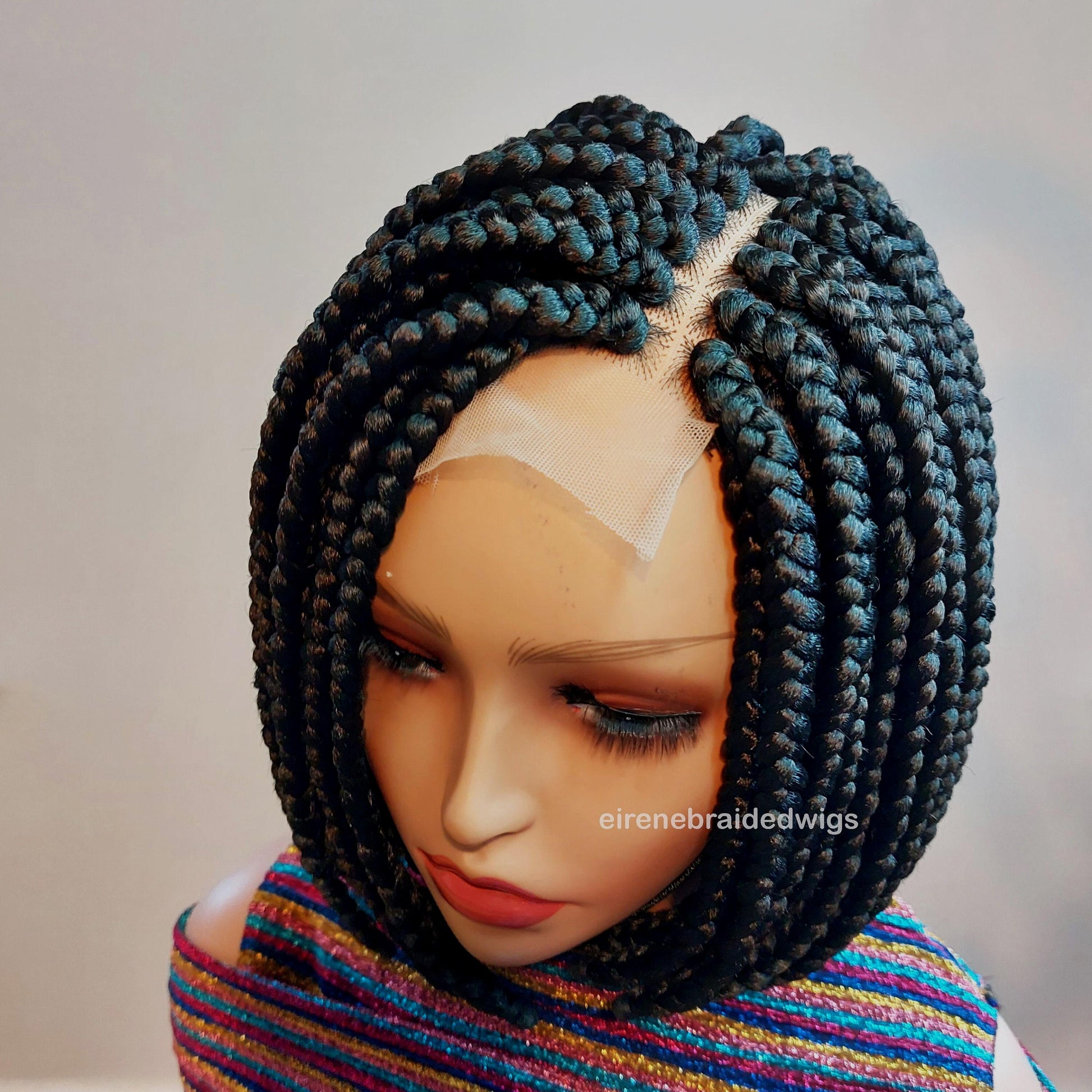 Braided Wigs for Black Women Short Bob Braided Wig – Jumbo Box Braids – Lace Front – product image 1
