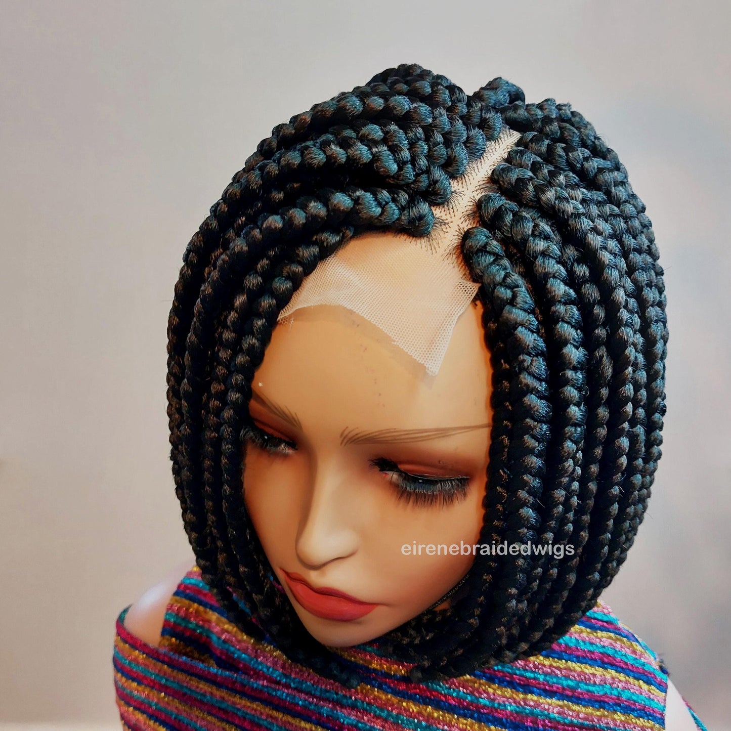 Braided Wigs for Black Women Short Bob Braided Wig – Jumbo Box Braids – Lace Front – product image 1