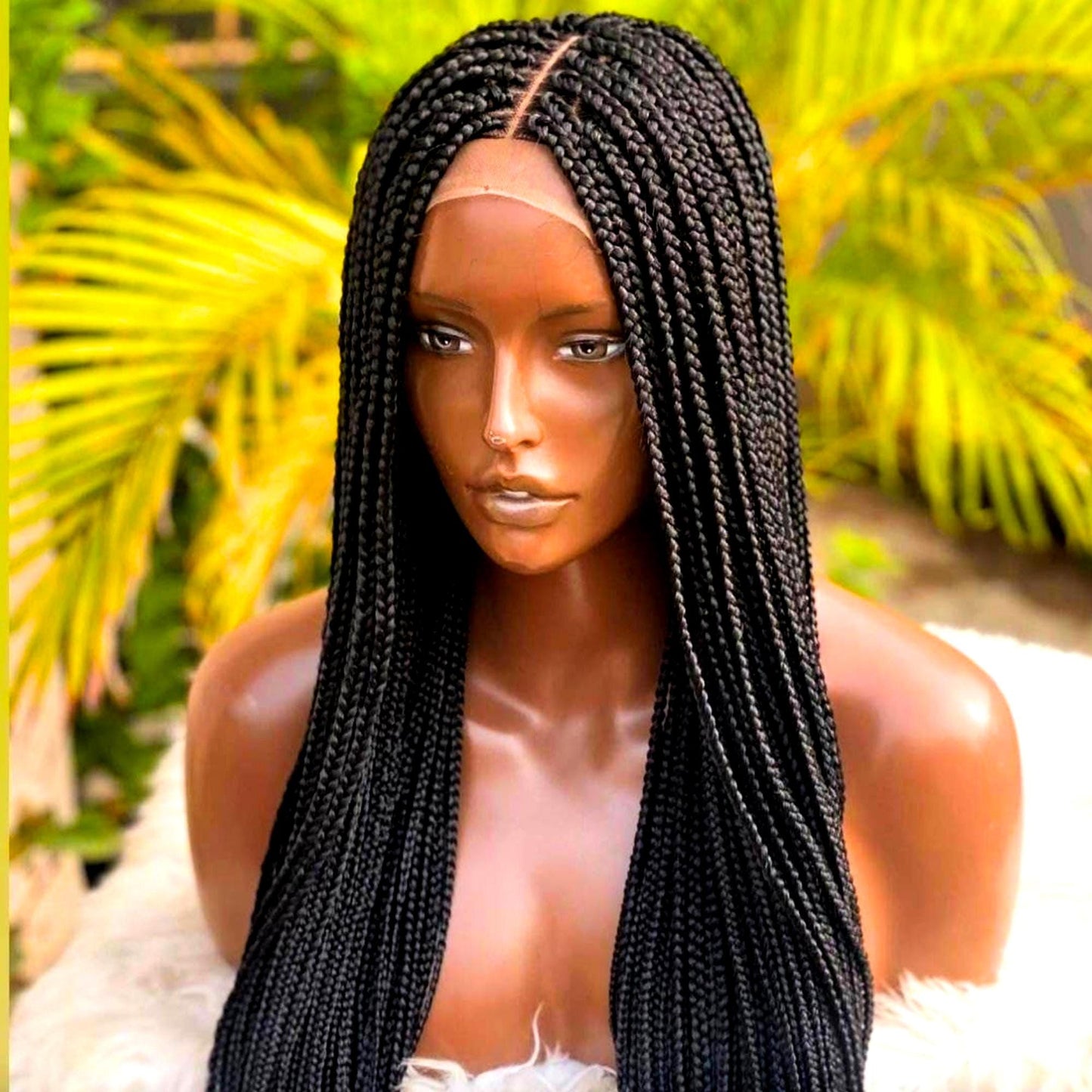 Braided Wigs for Black Women Long Box Braids Wig – Black Braided Lace Closure Wig – product image 1