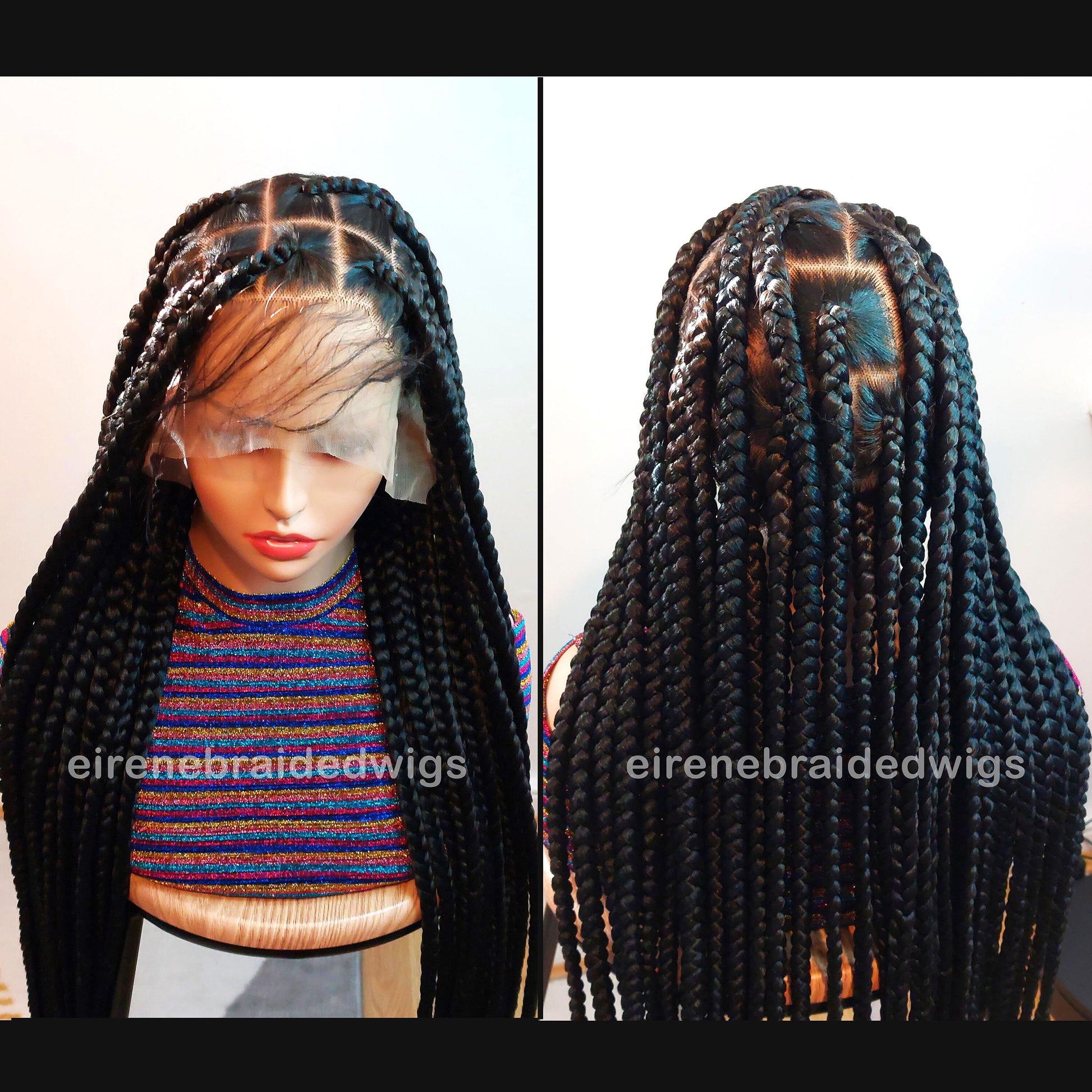 Braided Wigs for Black Women Chunky Knotless Box Braided Wig – Full Lace – Baby Hair – 36in Jumbo Braids – product image 1