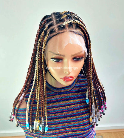 Braided Wigs for Black Women Knotless Box Braid Wig – Gold African Braids – Baby Hair – 26 inch – product image 2