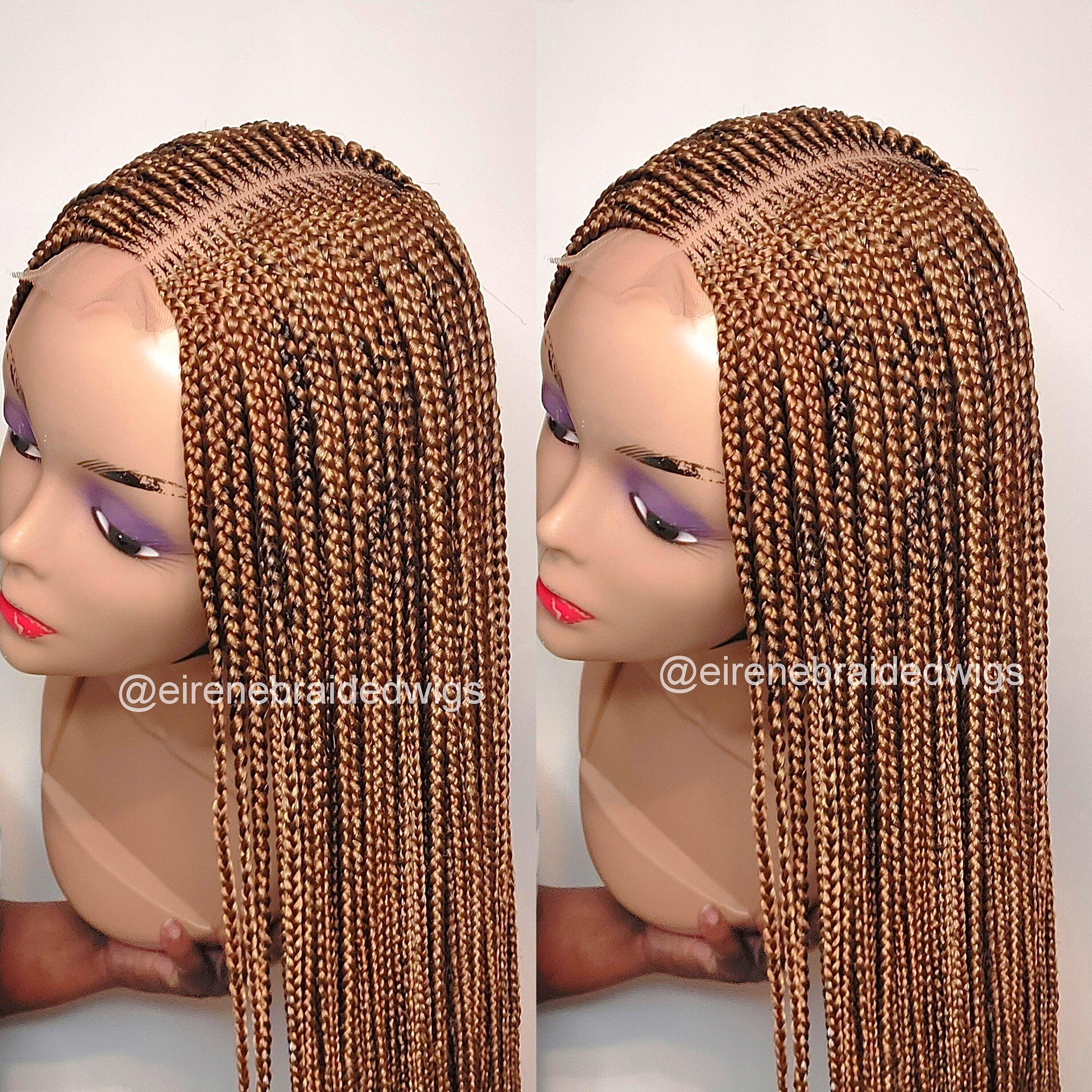 Braided Wigs for Black Women 30" Fulani Braid Wig – Ghana Weaving – Gold #27 – Lace Frontal – product image 1