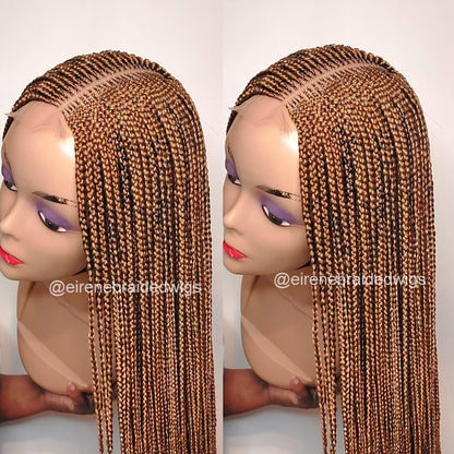 Braided Wigs for Black Women 30" Fulani Braid Wig – Ghana Weaving – Gold #27 – Lace Frontal – product image 1