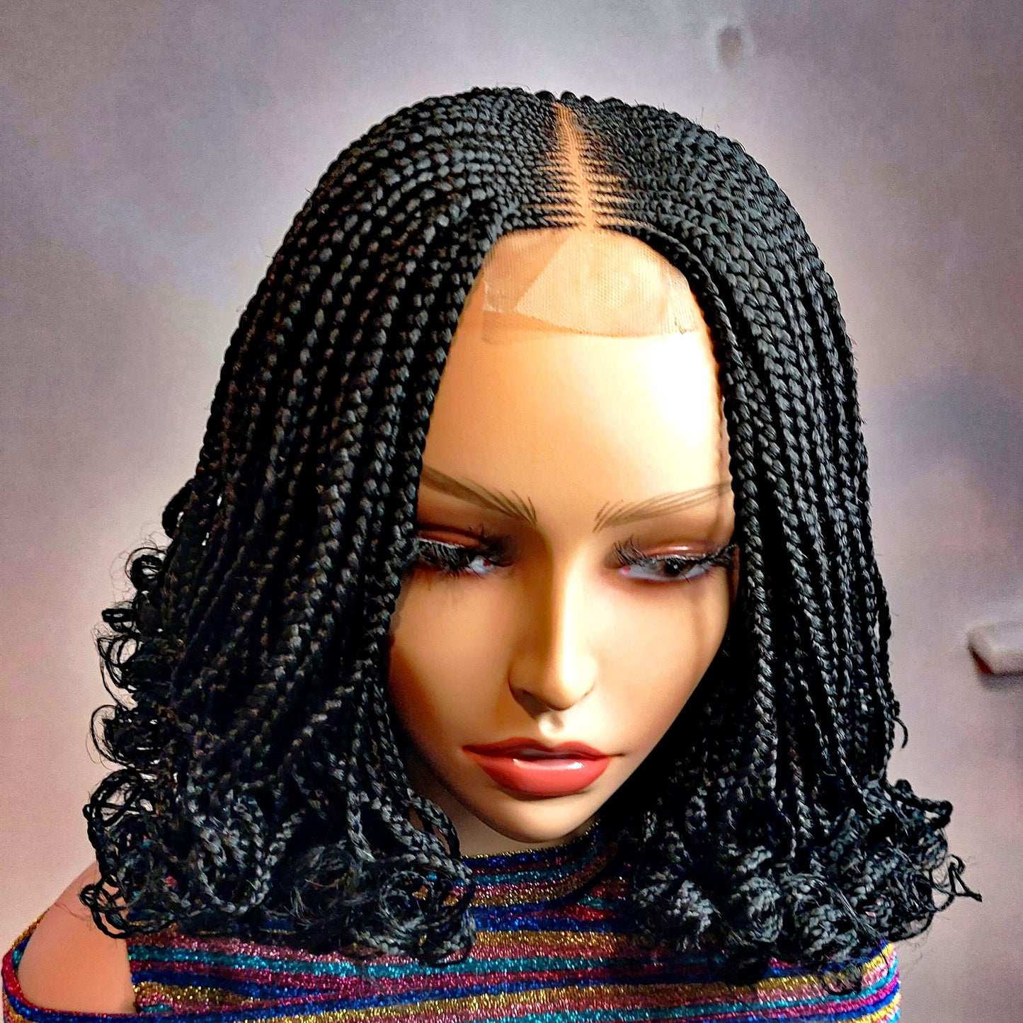 Braided Wigs for Black Women Braided Wig – Short Bob Lace Closure – Spanish Curls – product image 1