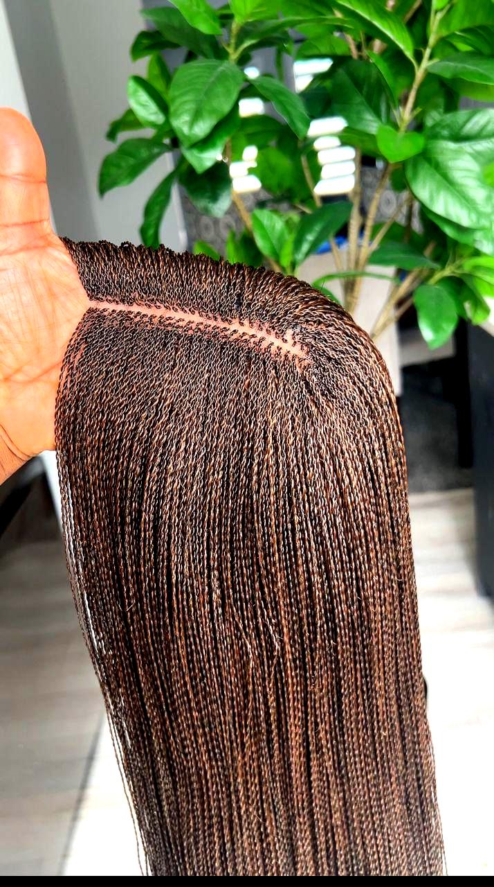 Braided Wigs for Black Women 26 Inch Micro Twist Wig – Nano Braids Human Hair Lace Closure – product image 3