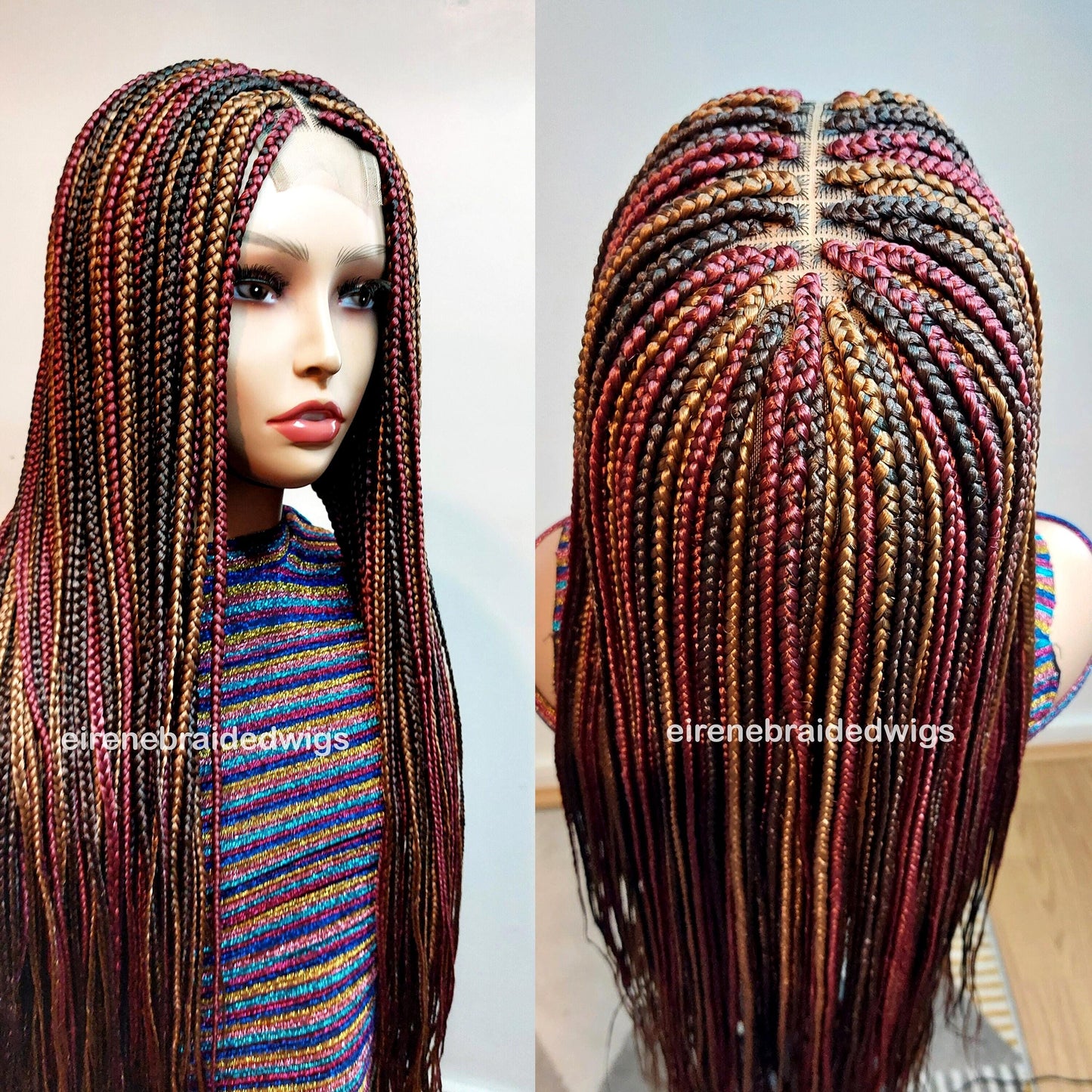Braided Wigs for Black Women Long Box Braids Wig – 4-Color Lace Closure – Knotless Braids – product image 2