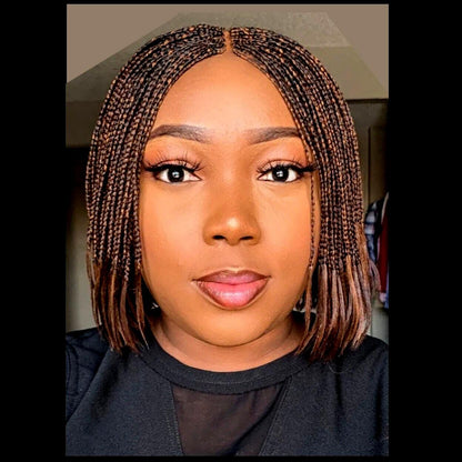 Braided Wigs for Black Women Bob Braided Wig – Short Brown Cornrow Wig with Lace Front – product image 1