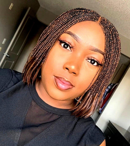 Braided Wigs for Black Women Bob Braided Wig – Short Brown Cornrow Wig with Lace Front – product image 2
