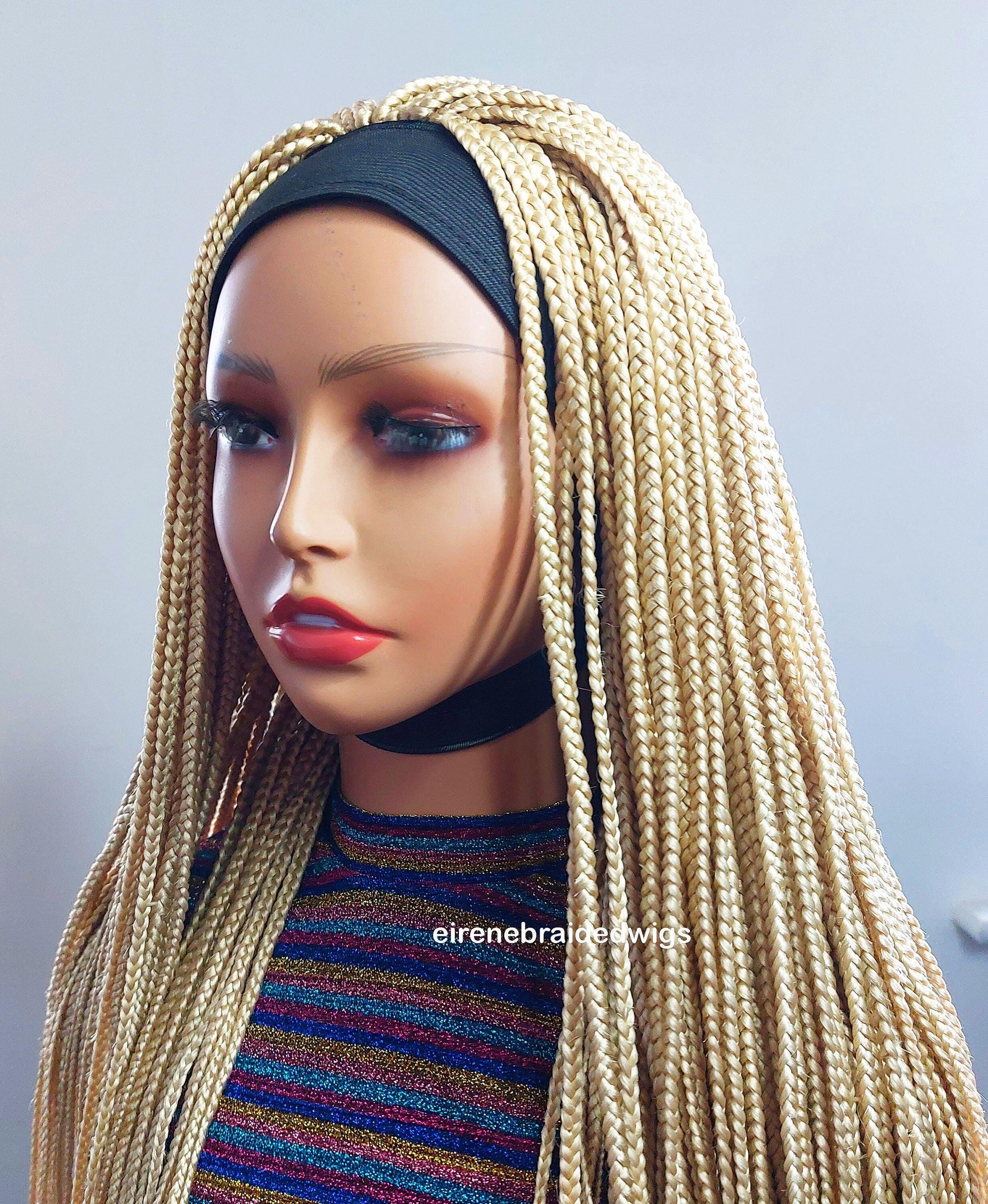 Braided Wigs for Black Women Blonde Braided Headband Wig – Long Box Braids – Crochet Ponytail Updo – product image 2