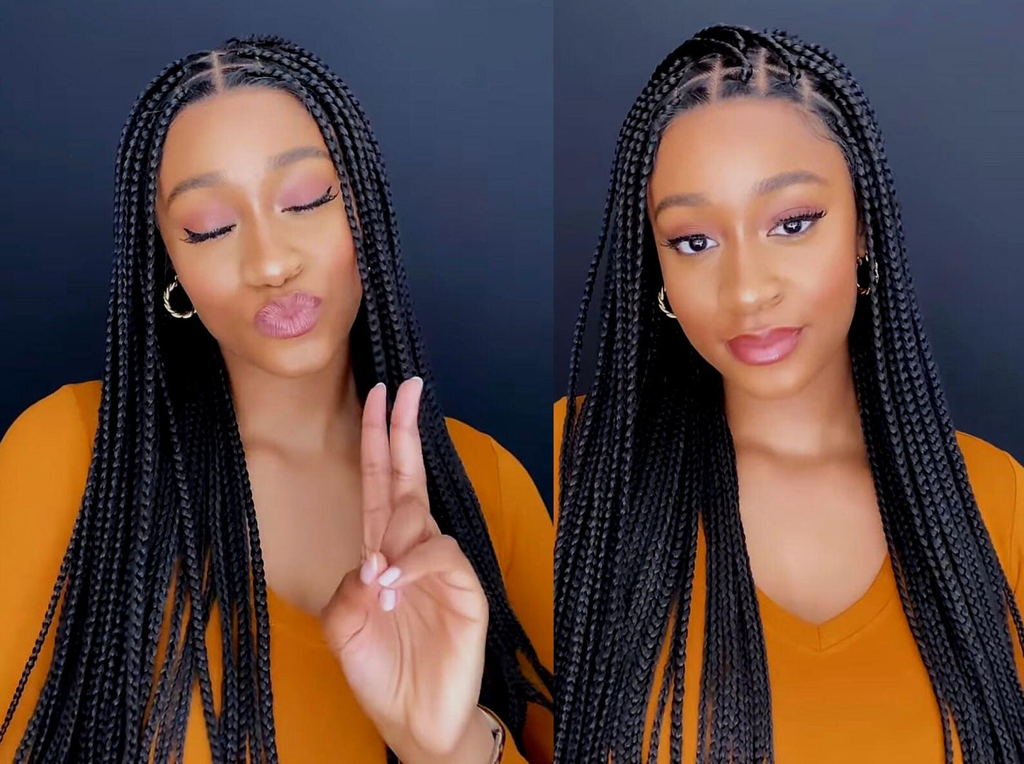 Braided Wigs for Black Women Knotless Box Braid Wig – Full Lace Frontal – Long Braided Hair – product image 2