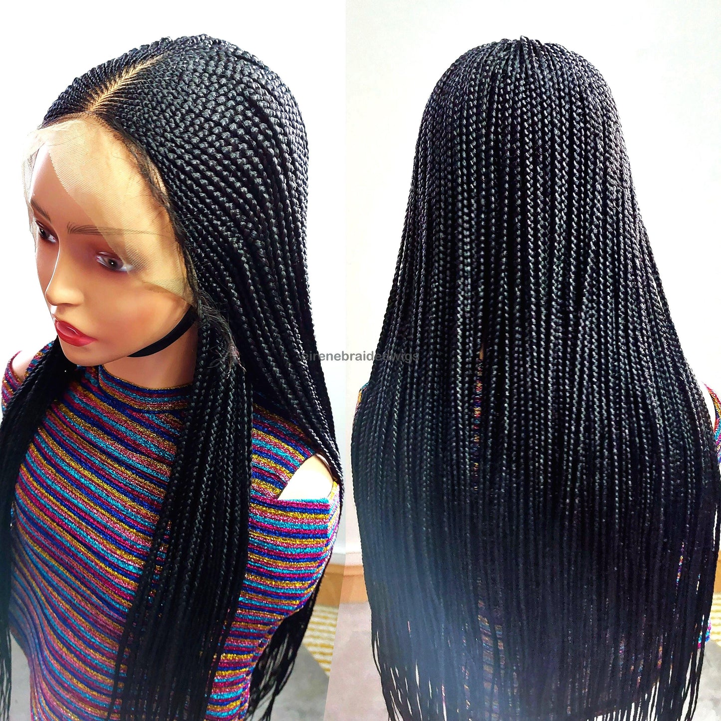 Braided Wigs for Black Women 30 Inch Braided Wig – Black Women's Lace Frontal Cornrow Wig – product image 4