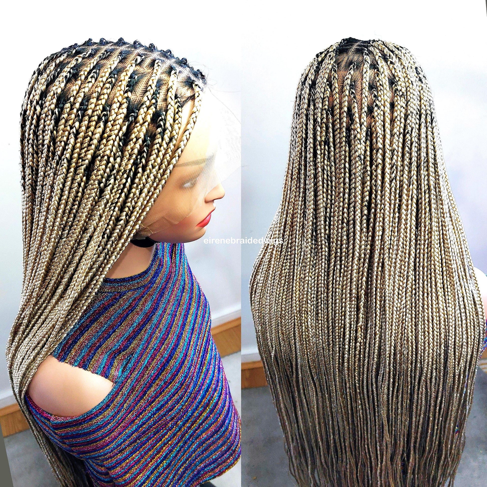 Braided Wigs for Black Women Knotless Box Braided Wig – Long Blonde Boho Goddess Locs – Full Lace – product image 1