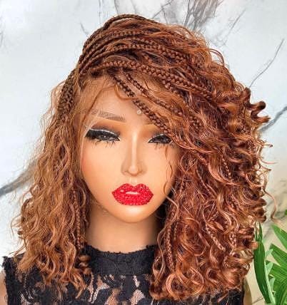 Braided Wigs for Black Women Knotless Bob Braid Wig – Boho Goddess Locks – Curly Lace Front – product image 4