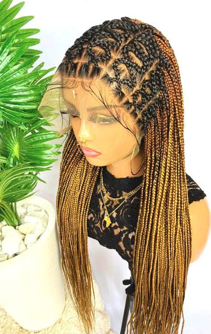 Braided Wigs for Black Women Fulani Braided Wig – Zigzag Cornrow Lace Frontal Wig with Baby Hair – product image 1
