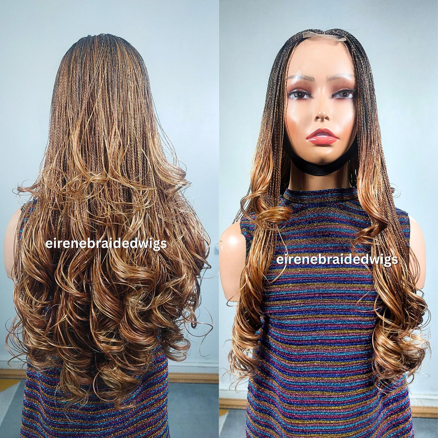 Braided Wigs for Black Women Knotless Braid Wig – Spanish Curls – Nano Twist – Human Hair Lace Front – product image 3