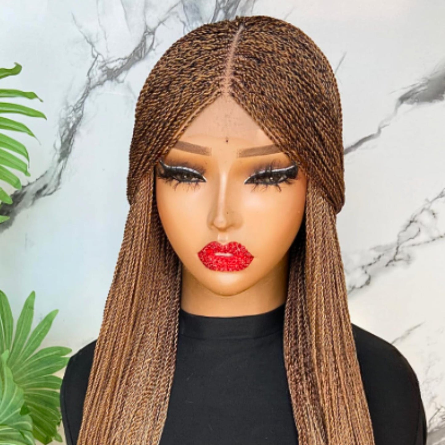 Braided Wigs for Black Women Micro Twist Braided Wig – Human Hair Lace Closure – 30 inch Lightweight Wig – product image 4