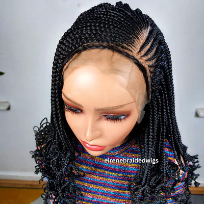 Braided Wigs for Black Women Bob Braided Wig – 12-Inch Lace Frontal Human Hair - Black Box Braids – product image 2