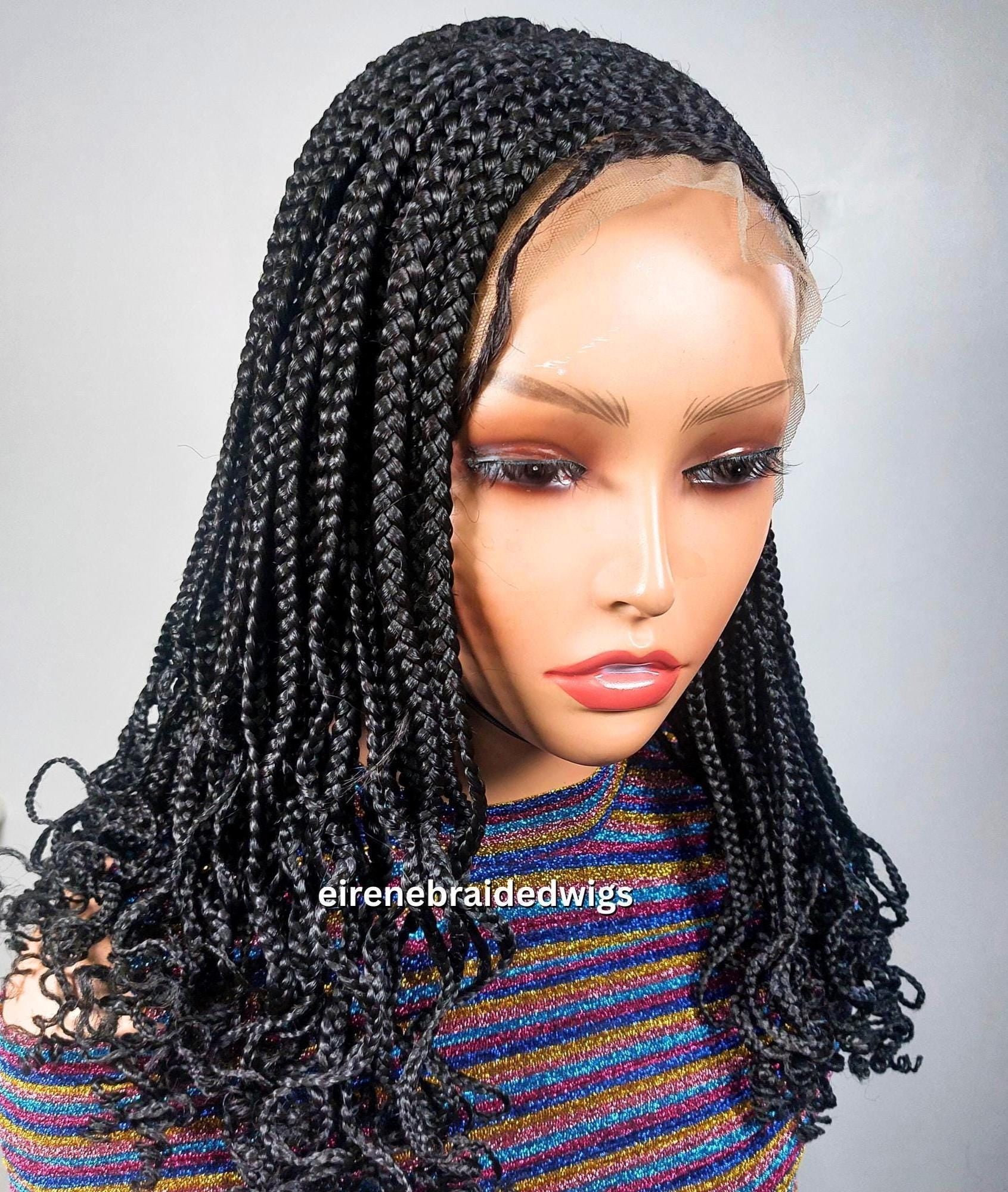 Braided Wigs for Black Women Bob Braided Wig – 12-Inch Lace Frontal Human Hair - Black Box Braids – product image 5