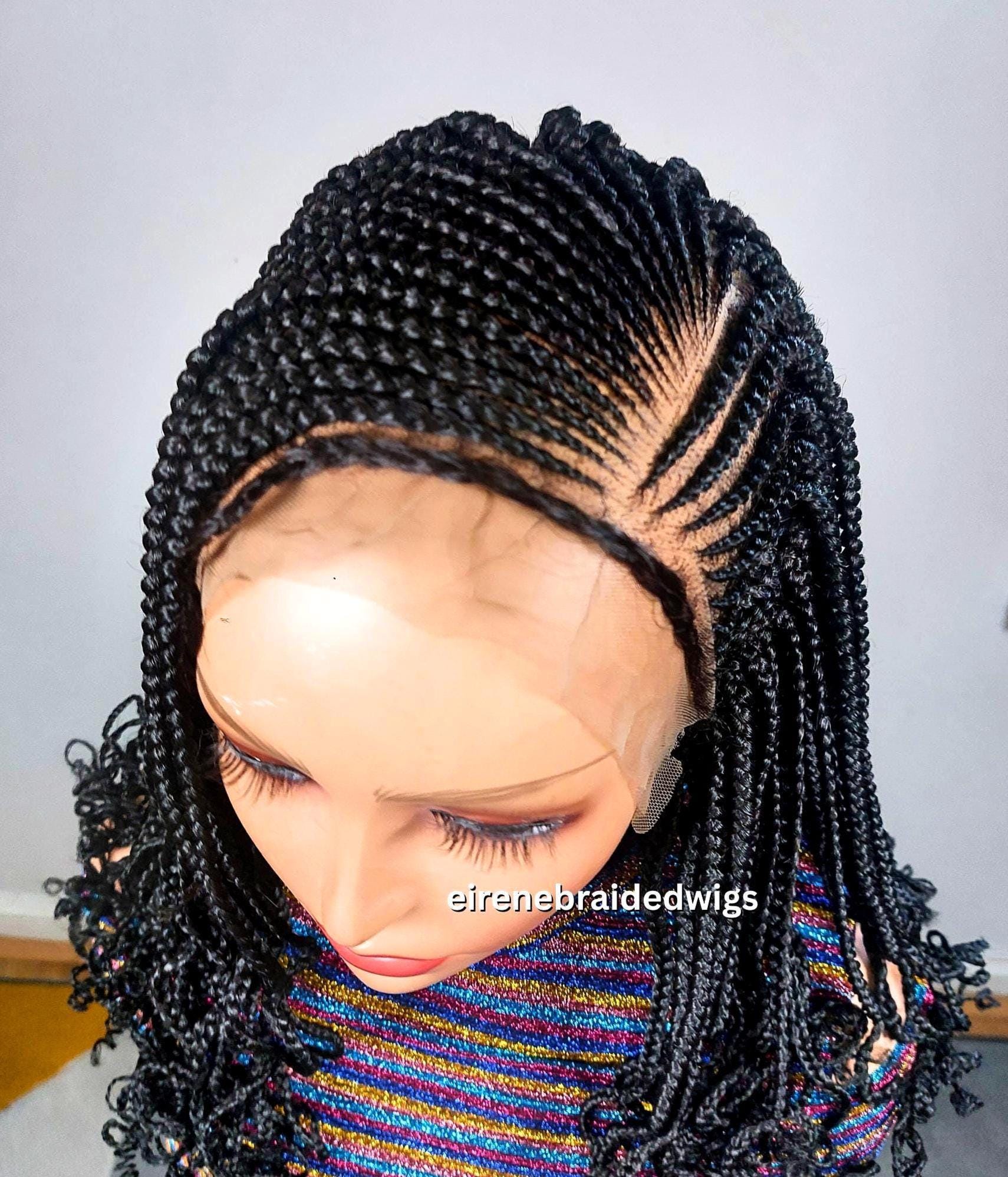Braided Wigs for Black Women Bob Braided Wig – 12-Inch Lace Frontal Human Hair - Black Box Braids – product image 3