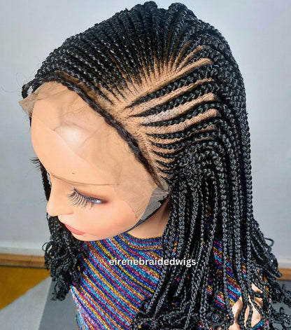 Braided Wigs for Black Women Bob Braided Wig – 12-Inch Lace Frontal Human Hair - Black Box Braids – product image 7