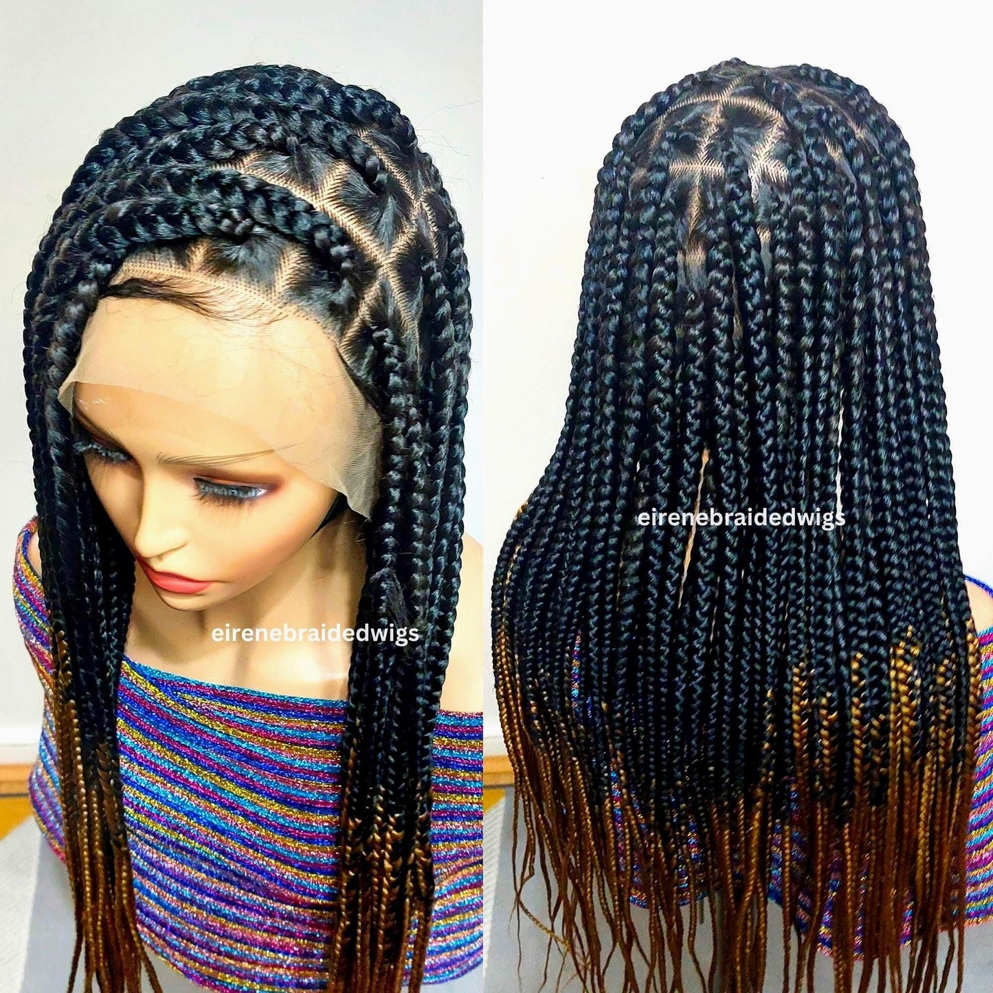 Chunky Knotless Big Box Braided Wig for Black Women – baby hair full lace african single jumbo braids human hair wig – 30in wig – product image 4