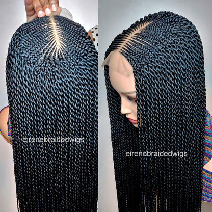 Braided Wigs for Black Women Fulani Cornrow Braided Wig – Lace Closure Micro Twist Bob – product image 6