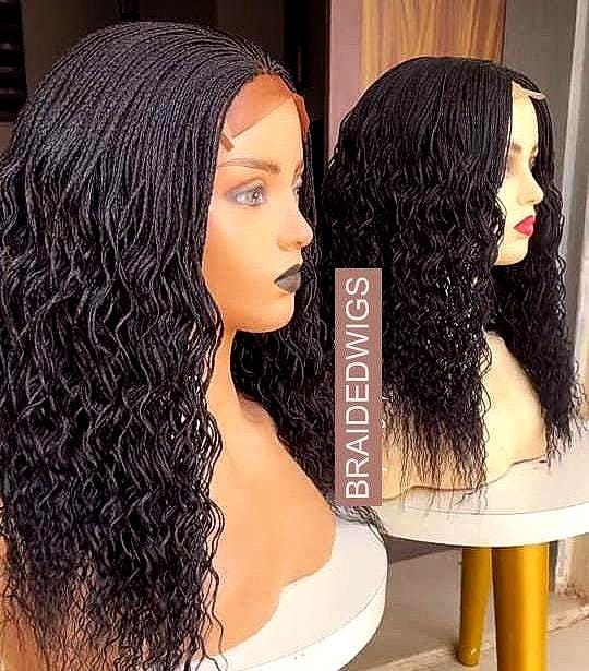 Braided Wigs for Black Women 18 Inch Curly Micro Twist Wig – Lightweight Braided Lace Closure – product image 1