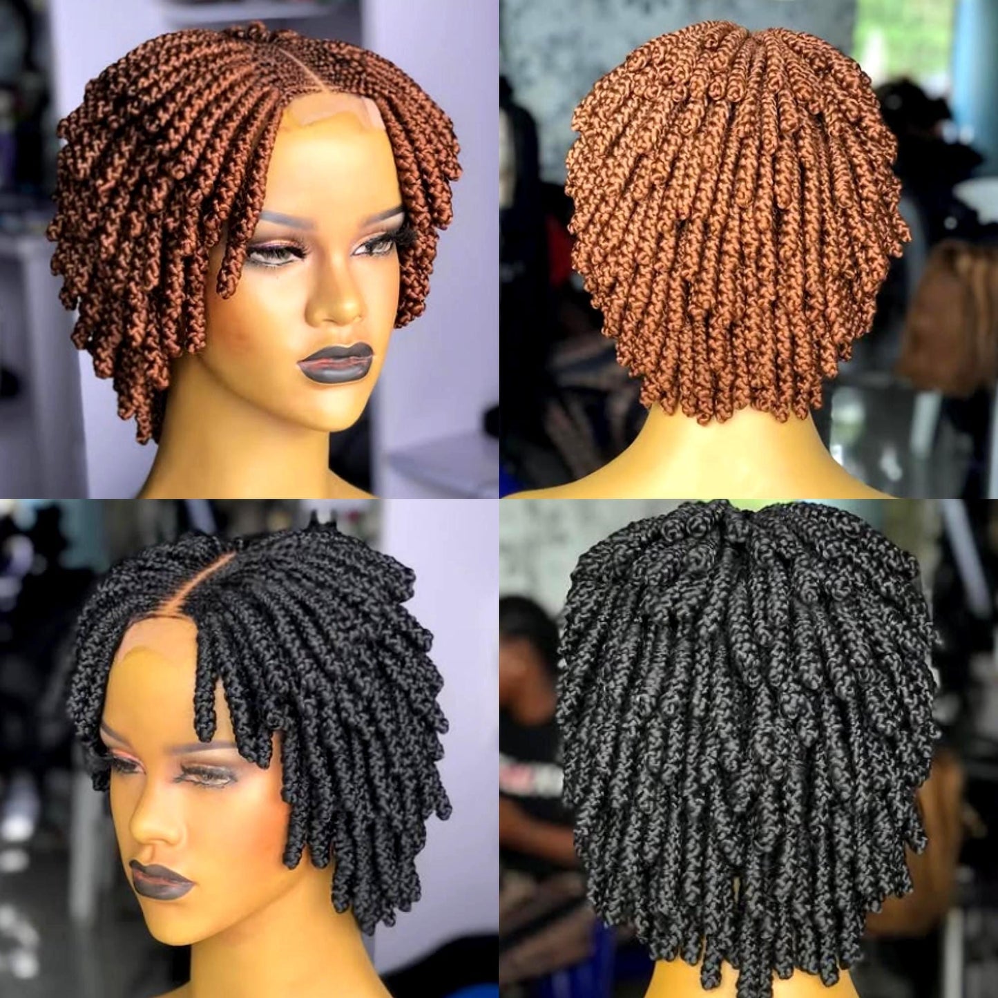 Braided Wigs for Black Women Bantu Knots Braided Bob Wig – Lightweight Lace Front Wig – product image 1