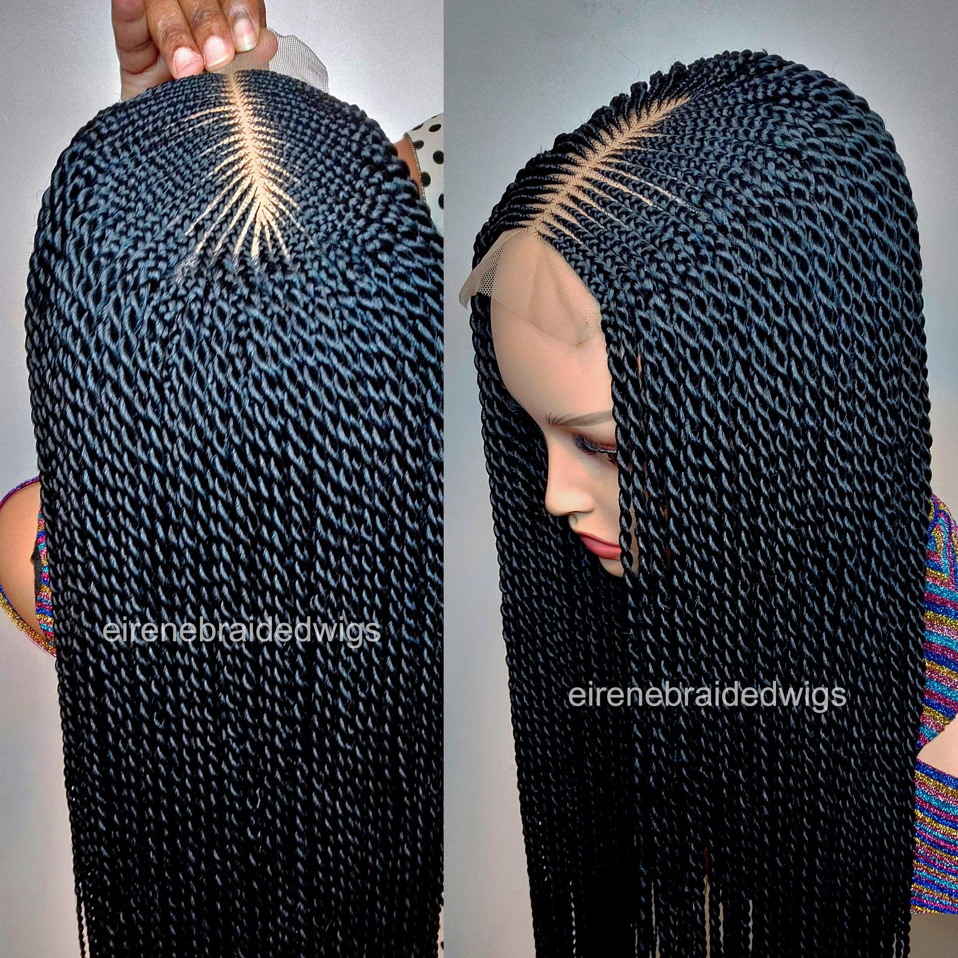Braided Wigs for Black Women Full Lace Braided Wig – Fulani Cornrow – Micro Twist – Human Hair Bob – product image 7