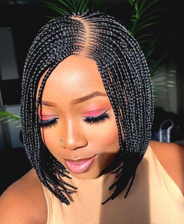 Braided Wigs for Black Women Bob Braided Wig – Short Cornrow Wig with curved Parting – product image 1