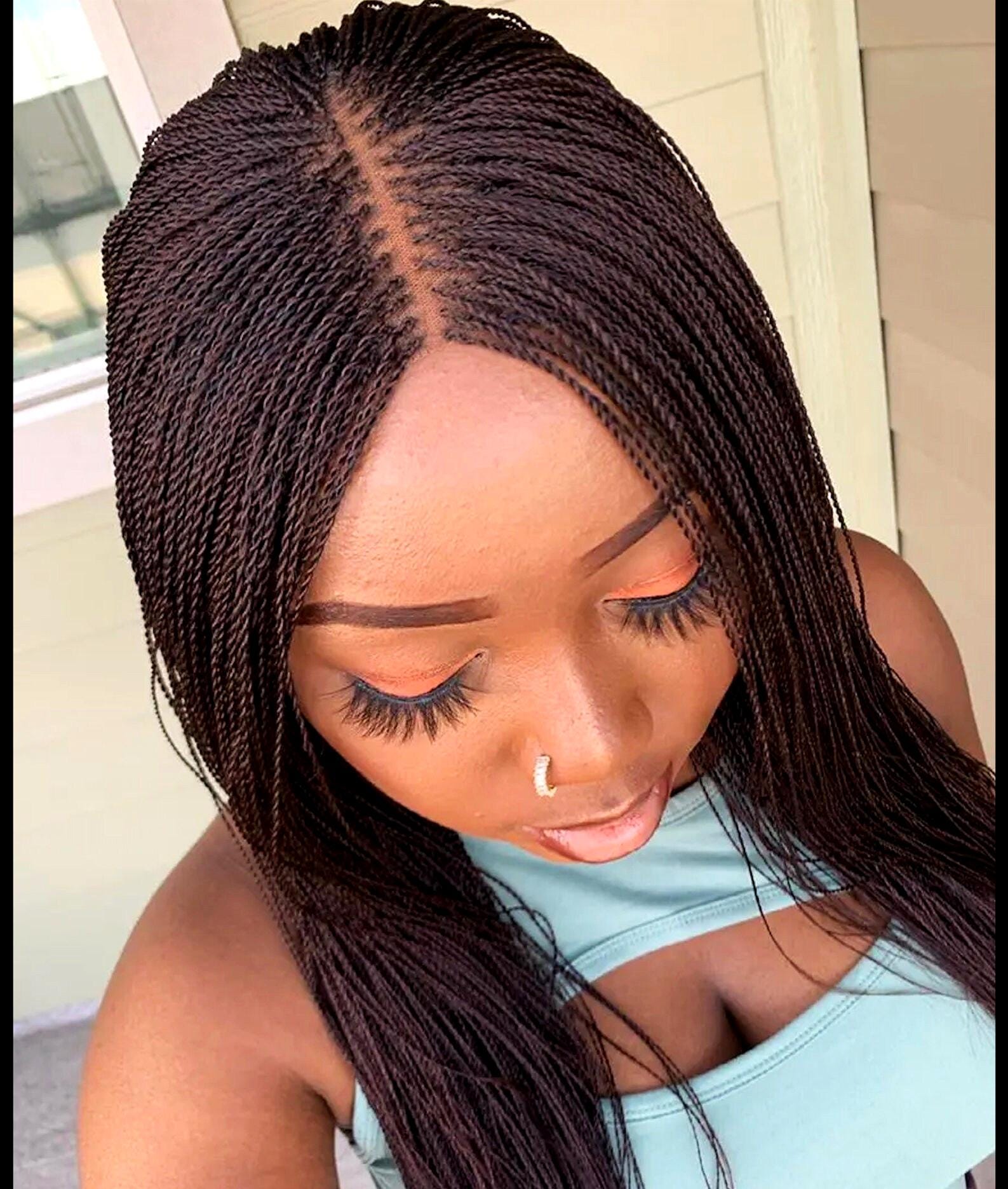 Braided Wigs for Black Women Micro Twist Braided Wig – 2x5 Lace Closure – Long Single Braids – Boho Locs – product image 1