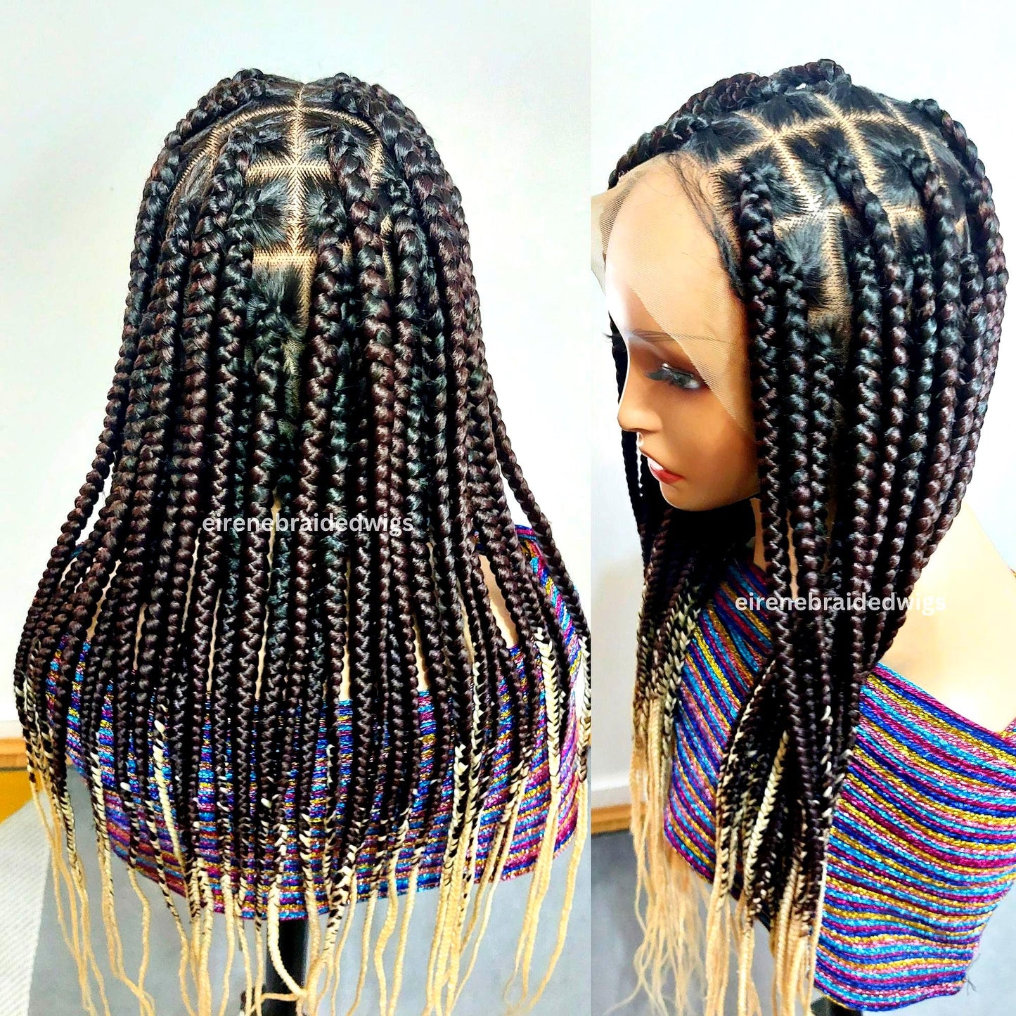 Braided Wigs for Black Women Knotless Braided Wig – Jumbo Box Braids – Baby Hair – Full Lace – 30in – product image 2