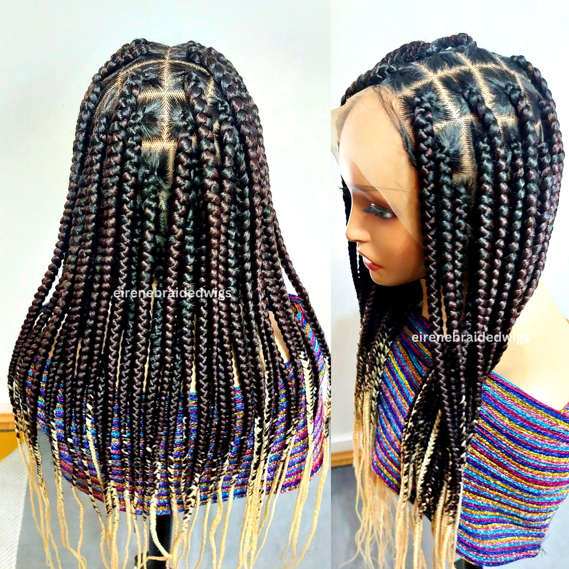 Braided Wigs for Black Women Knotless Braided Wig – Jumbo Box Braids – Baby Hair – Full Lace – 30in – product image 2