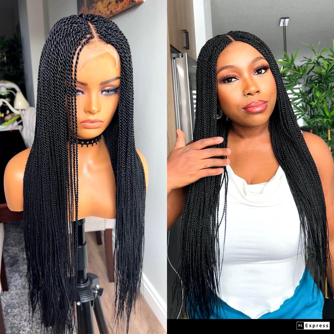 Braided Wigs for Black Women Micro Twist Braided Wig – 30-Inch Lace Front – Lightweight – product image 1