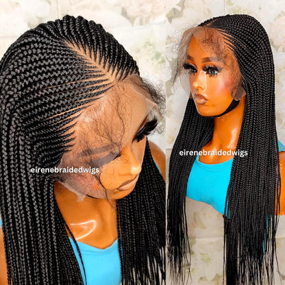 Braided Wigs for Black Women Braided Wig – Black Single Box Braid – C-Cut Lace Frontal – product image 2
