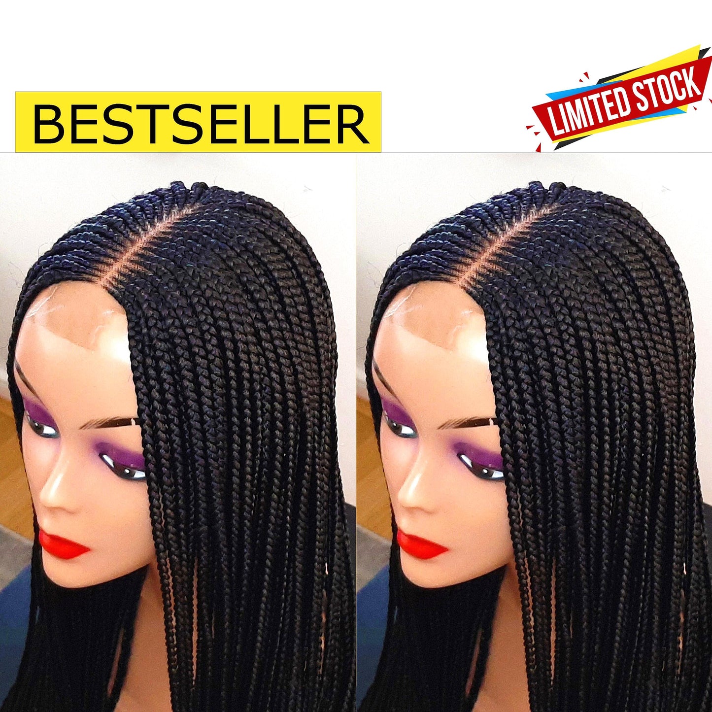 Braided Wigs for Black Women Handmade Braided Wig – Kanekalon Cornrow Braids – Lace Front Wig – product image 2