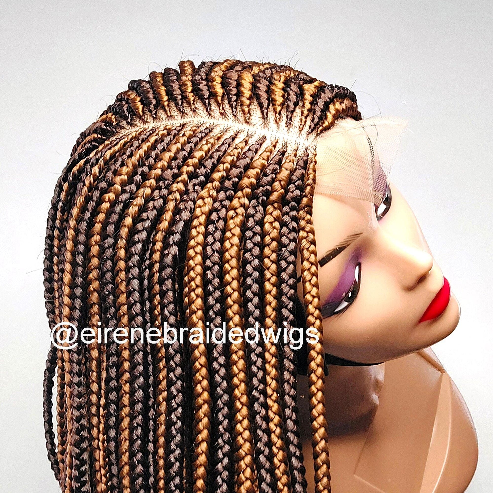 Braided Wigs for Black Women Handmade Two Tone Braided Wig – Fulani Cornrow Human Hair Lace Front – product image 1