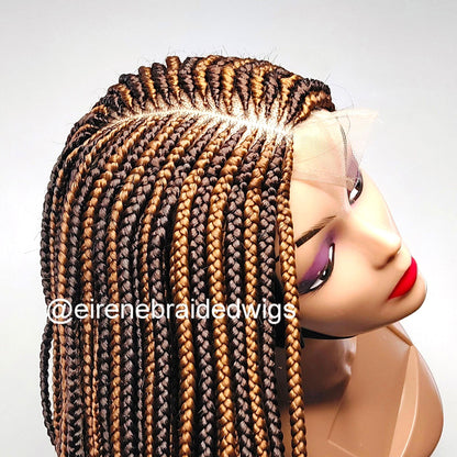 Braided Wigs for Black Women Handmade Two Tone Braided Wig – Fulani Cornrow Human Hair Lace Front – product image 1