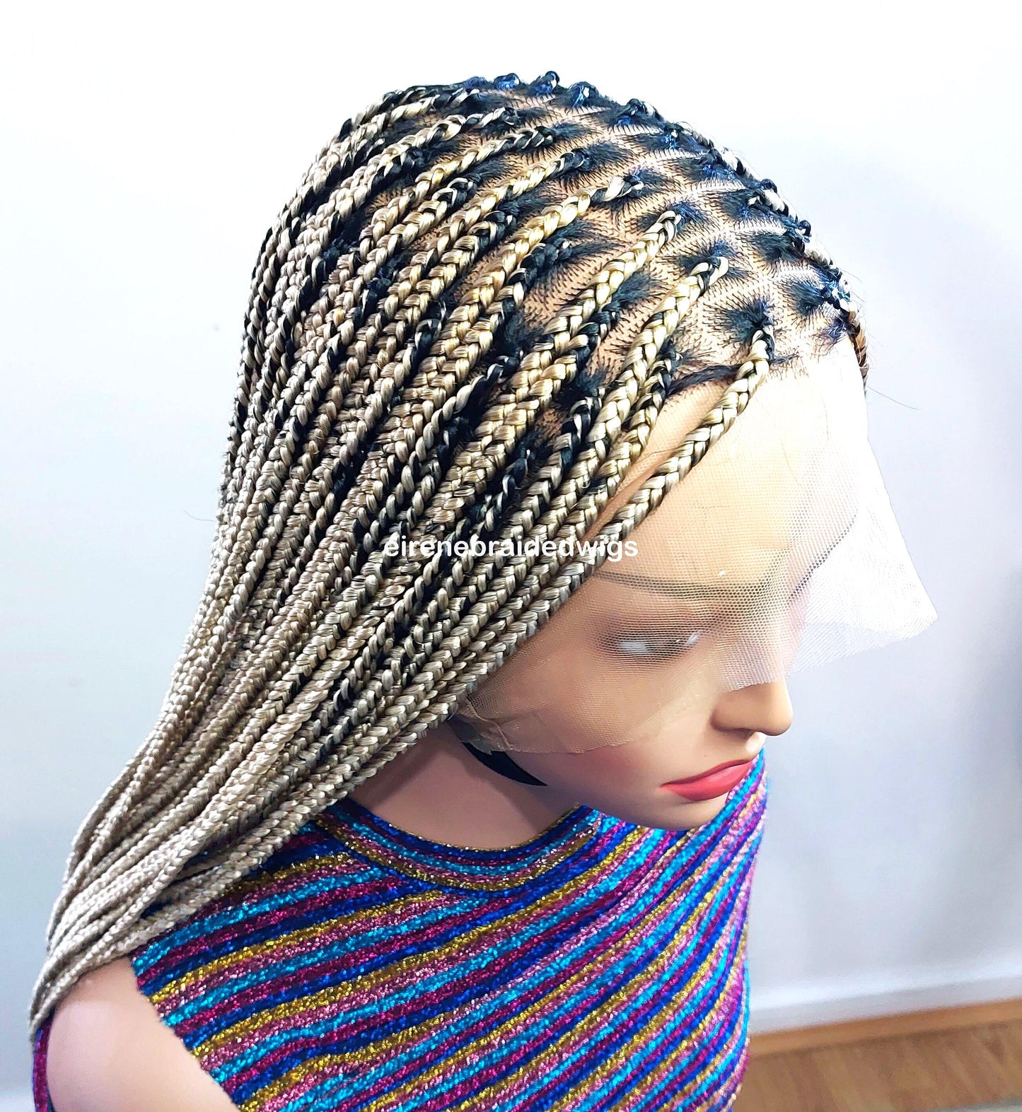 Braided Wigs for Black Women Knotless Box Braided Wig – Long Blonde Boho Goddess Locs – Full Lace – product image 2