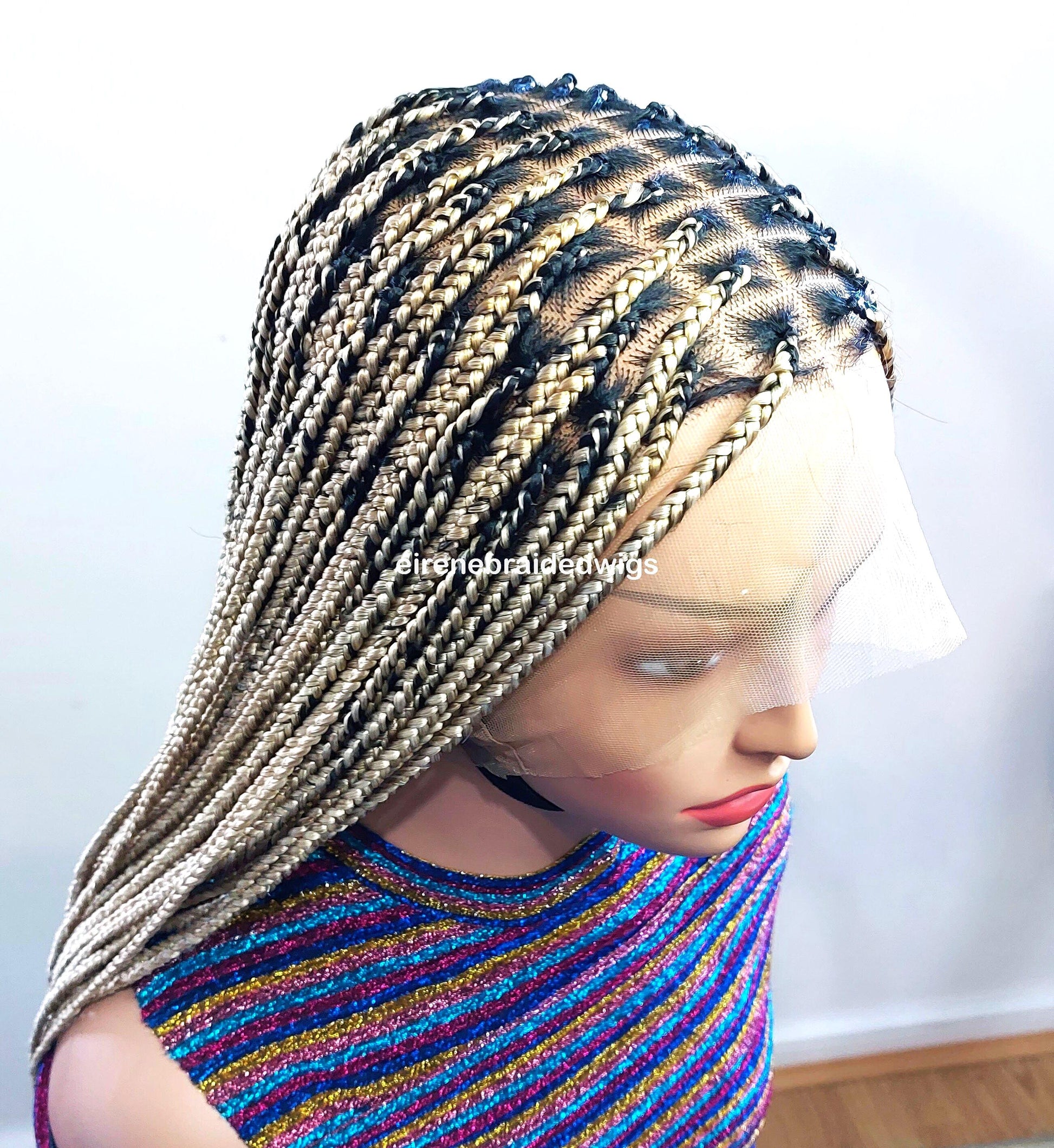 Braided Wigs for Black Women Knotless Box Braided Wig – Long Blonde Boho Goddess Locs – Full Lace – product image 2