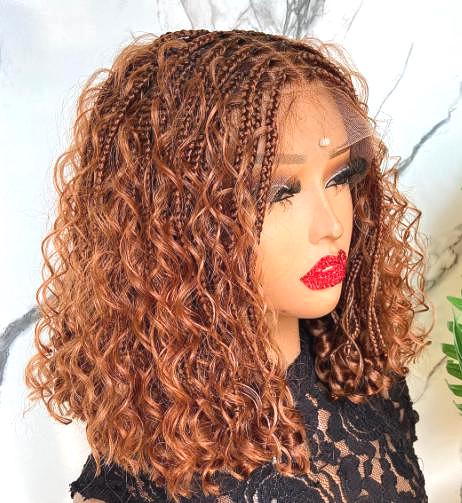 Braided Wigs for Black Women Knotless Bob Braid Wig – Boho Goddess Locks – Curly Lace Front – product image 3