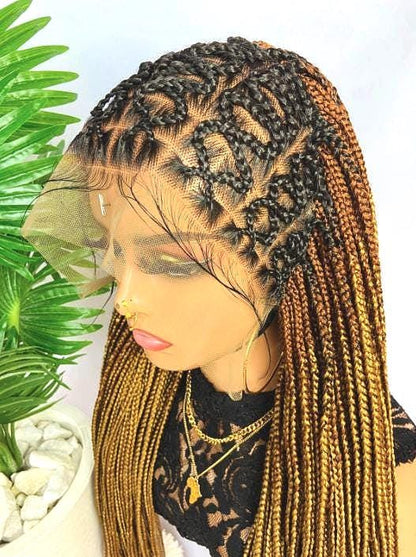 Braided Wigs for Black Women Fulani Braided Wig – Zigzag Cornrow Lace Frontal Wig with Baby Hair – product image 2
