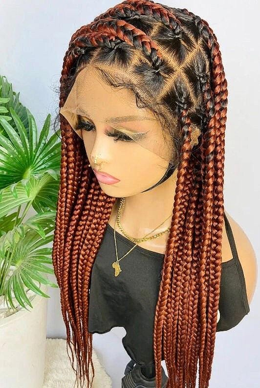 Braided Wigs for Black Women 36in Chunky Knotless Braided Wig – Full Lace – Baby Hair – product image 1